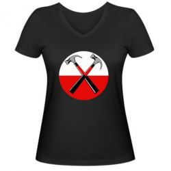 Женская футболка с V-образным вырезом Pink Floyd Main Logo