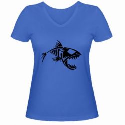 Женская футболка с V-образным вырезом Piranha - PrintSalon