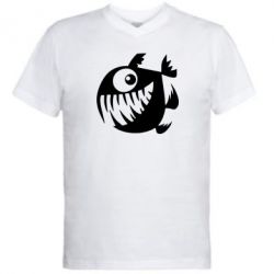 Мужская футболка  с V-образным вырезом Пиранья - PrintSalon