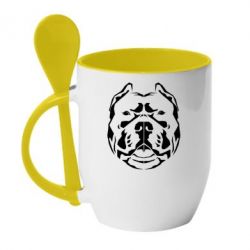 Чашка с ложкой Pit Bull Geometry - PrintSalon