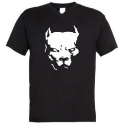 Мужская футболка  с V-образным вырезом Питбуль - PrintSalon
