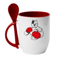Чашка з ложкою Pitbull Boxing Logo - PrintSalon