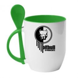 Чашка с ложкой Pitbull loco - PrintSalon