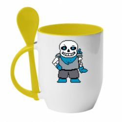 Чашка с ложкой Pixel Sans - PrintSalon