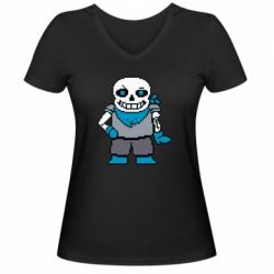 Женская футболка с V-образным вырезом Pixel Sans - PrintSalon