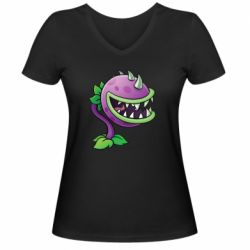 Жіноча футболка з V-подібним вирізом Planta carnivora - PrintSalon