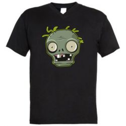 Мужская футболка  с V-образным вырезом Plants vs zombie head
