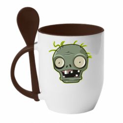 Чашка с ложкой Plants vs zombie head - PrintSalon