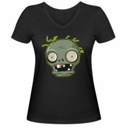 Женская футболка с V-образным вырезом Plants vs zombie head-PrintSalon Женская футболка с V-образным вырезом Plants vs zombie head