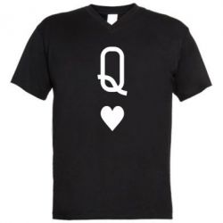 Мужская футболка  с V-образным вырезом Playing Cards Queen - PrintSalon