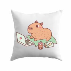 Подушка Capybara With Laptop - PrintSalon
