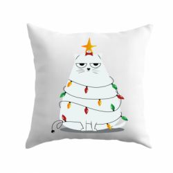 Подушка Cat and Christmas Lights