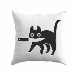 Подушка Cat with a knife - PrintSalon