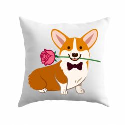 Подушка Corgi With A Rose