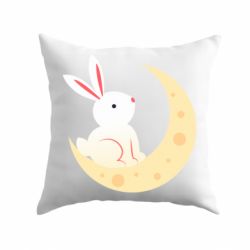 Подушка Cute rabbit on the moon - PrintSalon