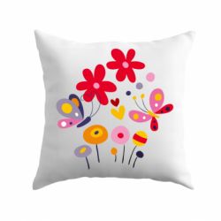 Подушка Flowers and Butterflies - PrintSalon