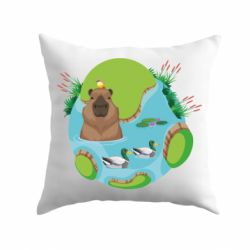 Подушка Капибара в воде - PrintSalon