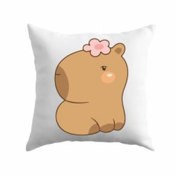 Подушка Капібара з квіткою - PrintSalon