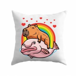 Подушка Капибара на рыбе - PrintSalon