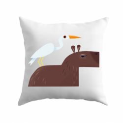 Подушка Капибара с цаплей - PrintSalon