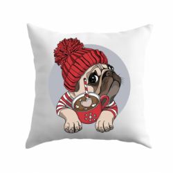 Подушка Pug And Coffee - PrintSalon