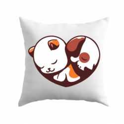 Подушка Сердечко. Котик и собачка