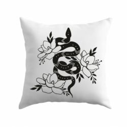 Подушка Snake with flowers - PrintSalon
