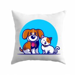 Подушка Собачка и котик - PrintSalon