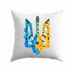 Подушка Тризуб цветы Украина