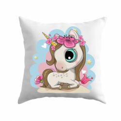 Подушка Unicorn with flowers - PrintSalon