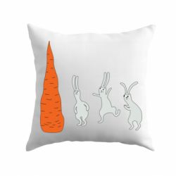 Подушка Зайцы возле морковки