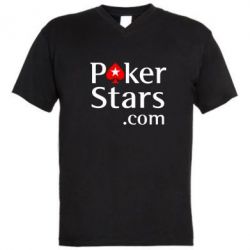 Мужская футболка  с V-образным вырезом Poker Stars - PrintSalon