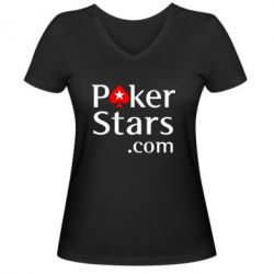 Женская футболка с V-образным вырезом Poker Stars - PrintSalon