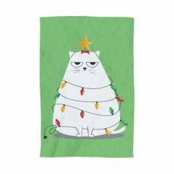 Полотенце с принтом Cat and Christmas Lights - PrintSalon
