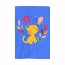 Полотенце с принтом Cat, Flowers and Butterfly - PrintSalon