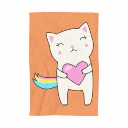 Полотенце с принтом Cute cat with heart - PrintSalon
