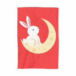Полотенце с принтом Cute rabbit on the moon - PrintSalon