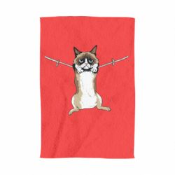 Полотенце с принтом Grumpy Cat On The Rope - PrintSalon