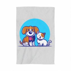 Полотенце с принтом Собачка и котик - PrintSalon