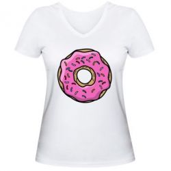 Женская футболка с V-образным вырезом Пончик Гомера - PrintSalon