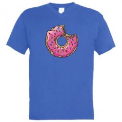 Мужская футболка  с V-образным вырезом Пончик - PrintSalon