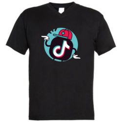 Мужская футболка  с V-образным вырезом Dancing Tik tok - PrintSalon