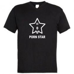 Мужская футболка  с V-образным вырезом porn star