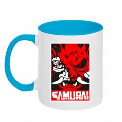 Чашка двухцветная 320ml Poster samurai Cyberpunk - PrintSalon