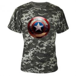 Камуфляжна футболка Потрісканий щит Капітана Америка - PrintSalon