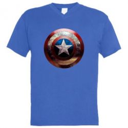 Чоловіча футболка з V-подібним вирізом Потрісканий щит Капітана Америка - PrintSalon