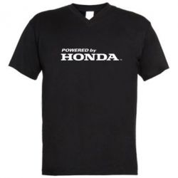 Мужская футболка  с V-образным вырезом Powered by HONDA - PrintSalon