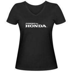 Женская футболка с V-образным вырезом Powered by HONDA - PrintSalon