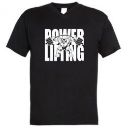 Мужская футболка  с V-образным вырезом Powerlifting logo - PrintSalon