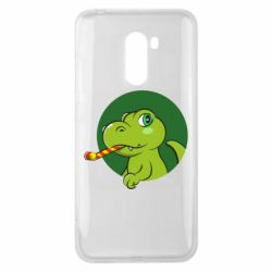 Чехол для Xiaomi Pocophone F1 Праздничный динозавр - PrintSalon